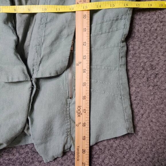 Chocolate USA Sage Green Linen Blazer Juniors Size Medium Zip Pockets Hook Close - Picture 10 of 11